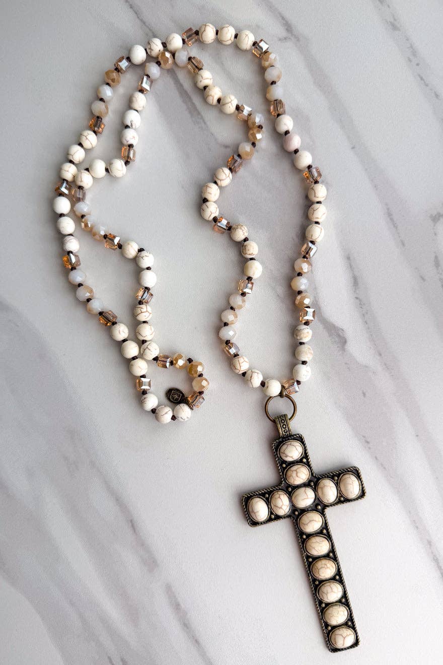 Genesis Cross Necklace- White