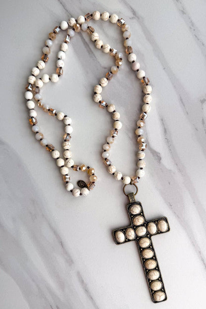 Genesis Cross Necklace- White
