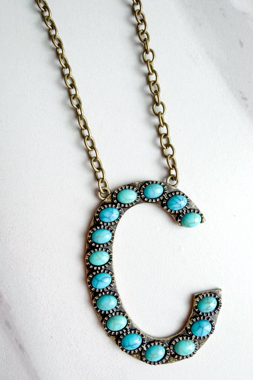 Blaze Initial Necklace- Bronze