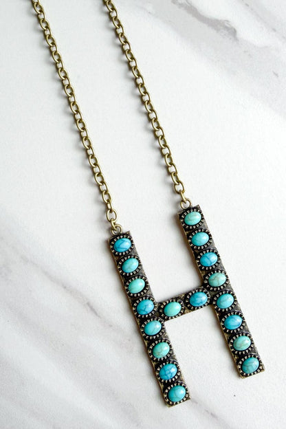 Blaze Initial Necklace- Bronze