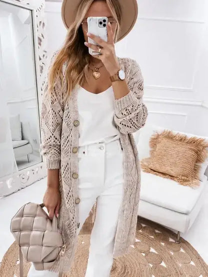 Khaki Open Knit Cardigan