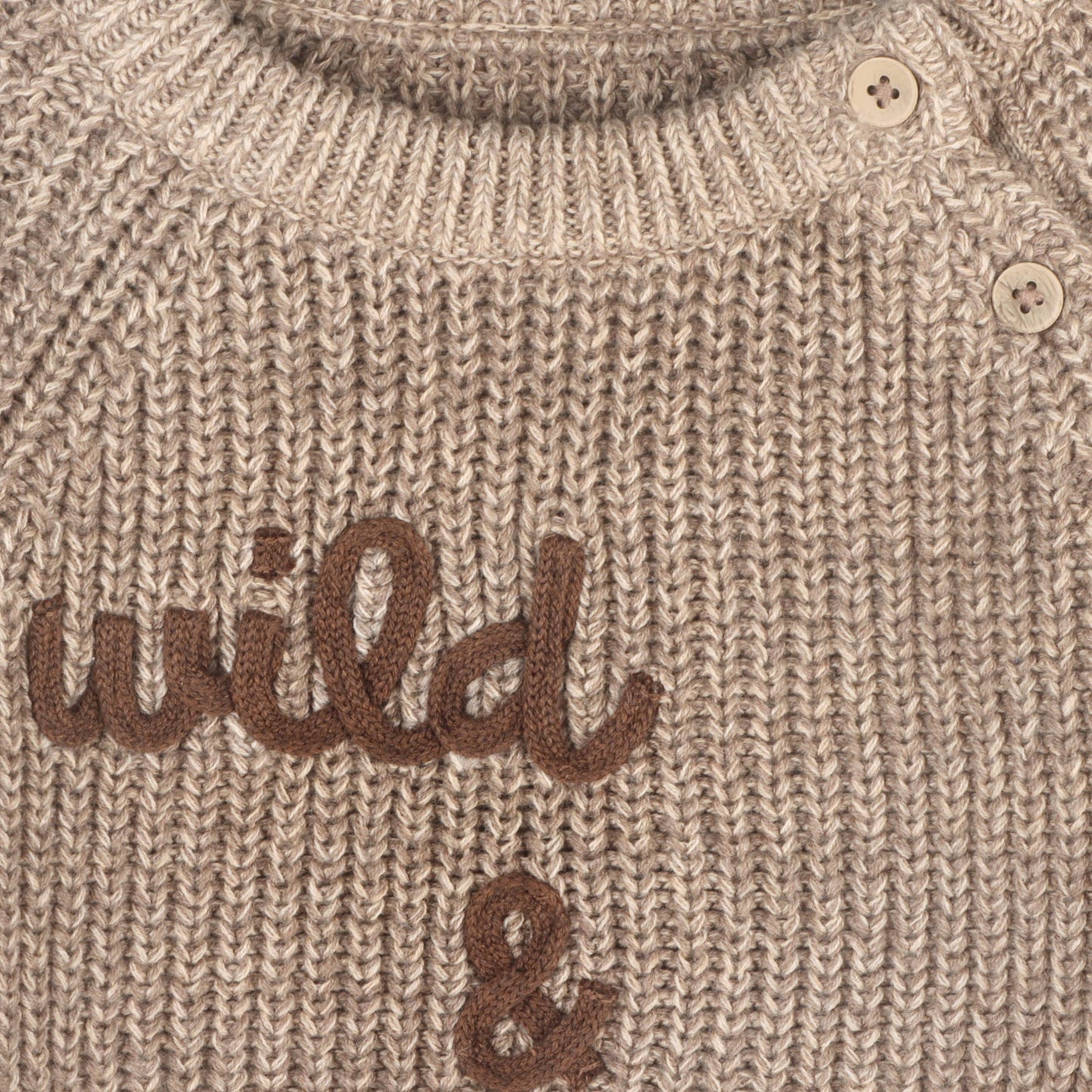 Wild & Free Embroidered Chunky Knit Sweater - Coco Heather