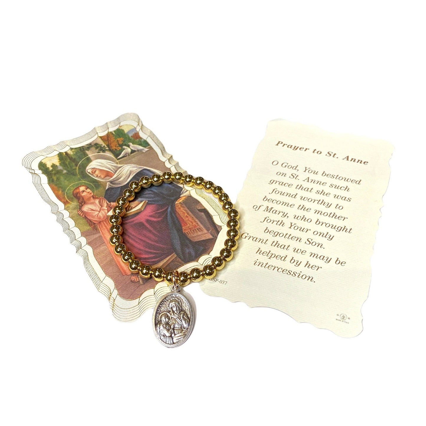 Saint Anne Prayer For Mothers Gold Bracelet