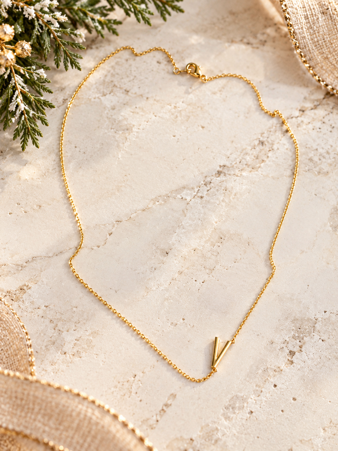 Sleek side initial necklace in 18K gold plate