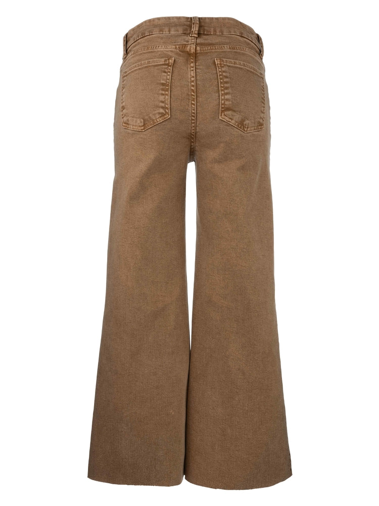 Chestnut Raw Hem Wide Leg Jean
