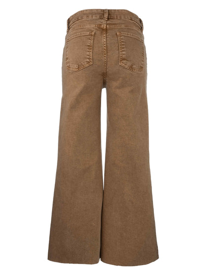 Chestnut Raw Hem Wide Leg Jean