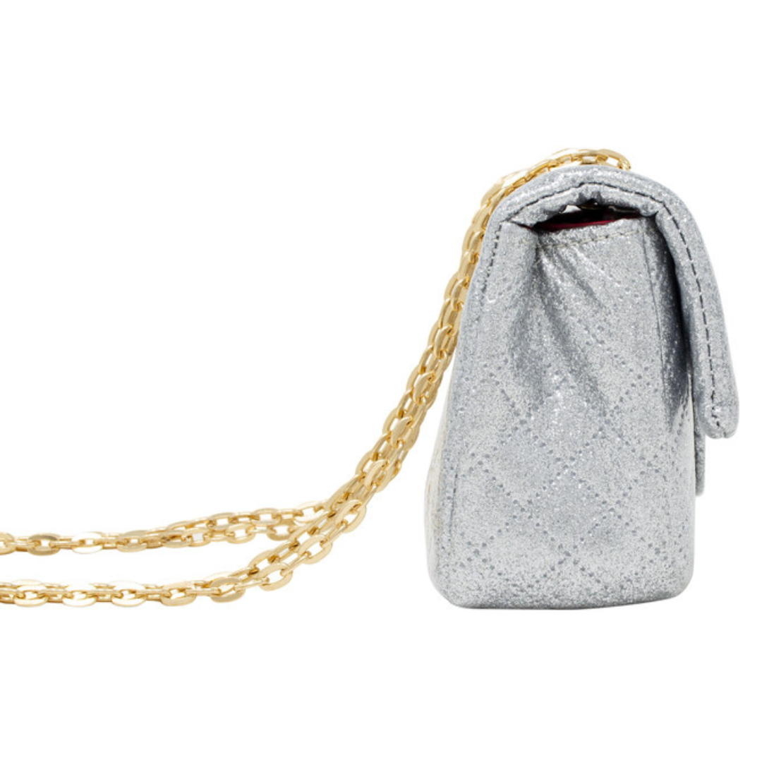 Classic Quilted Sparkle Mini Bag - Silver