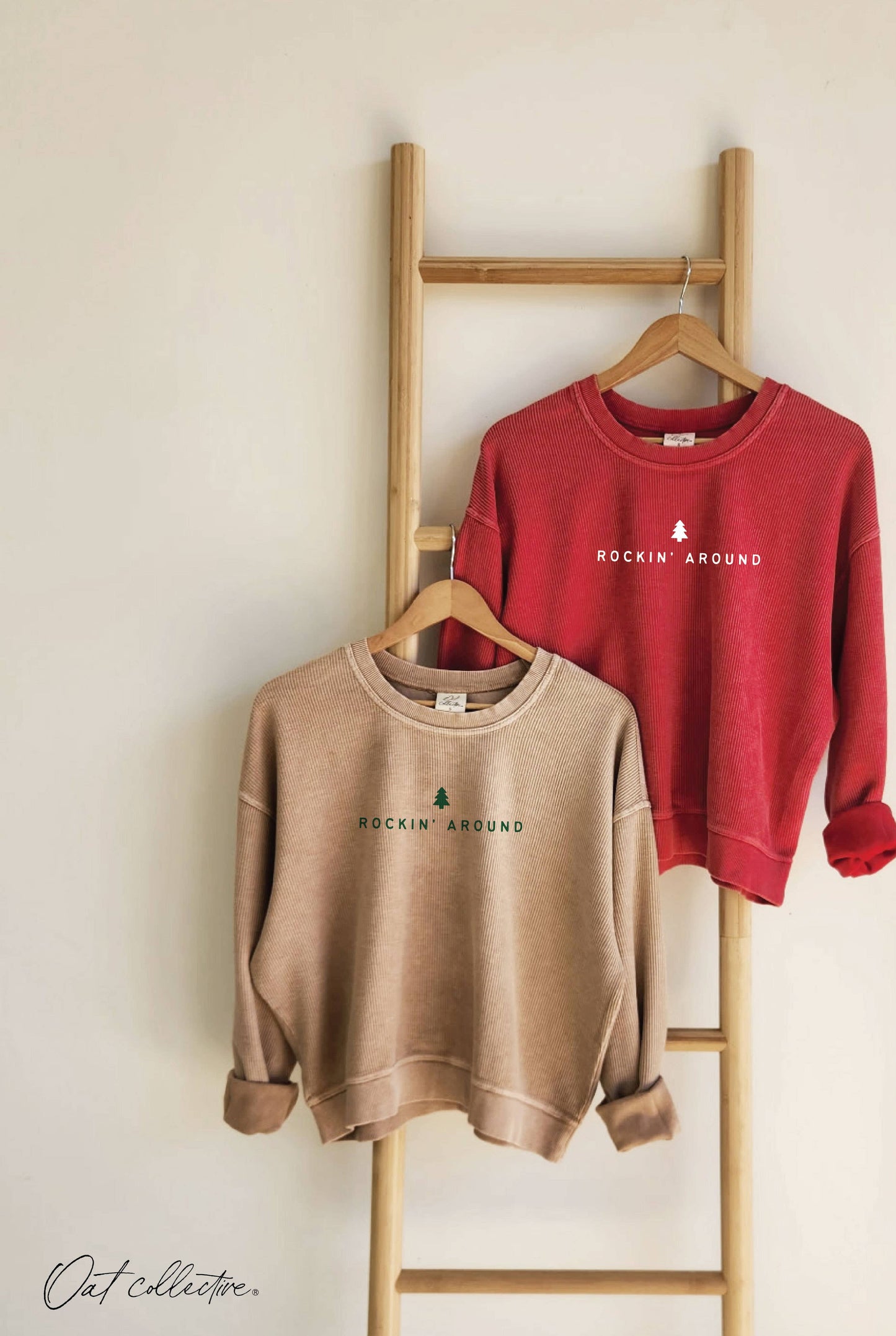 ROCKIN' AROUND Cropped Thermal Vintage Pullover