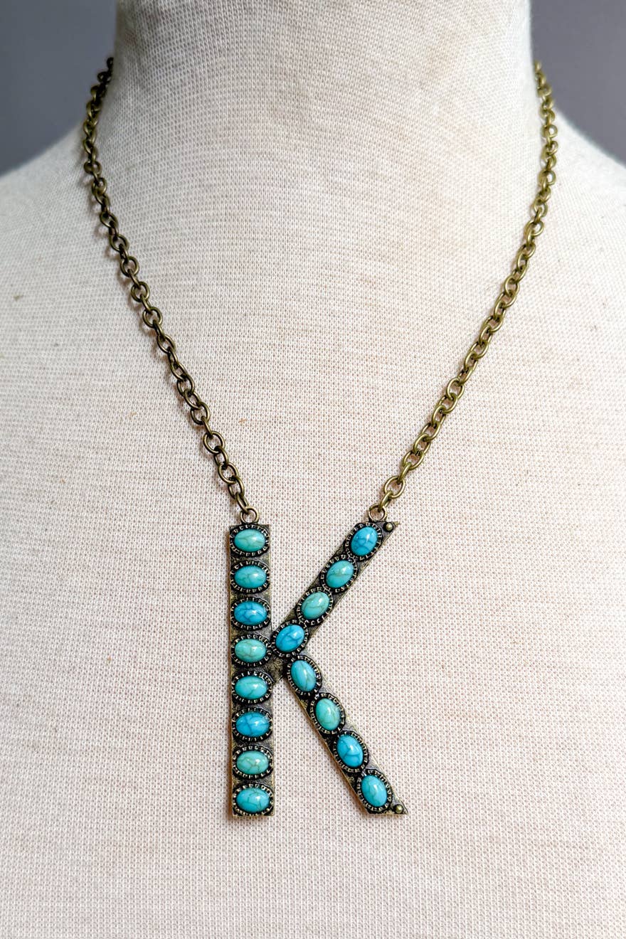 Blaze Initial Necklace- Bronze