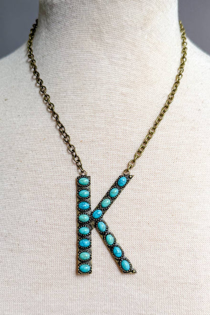 Blaze Initial Necklace- Bronze