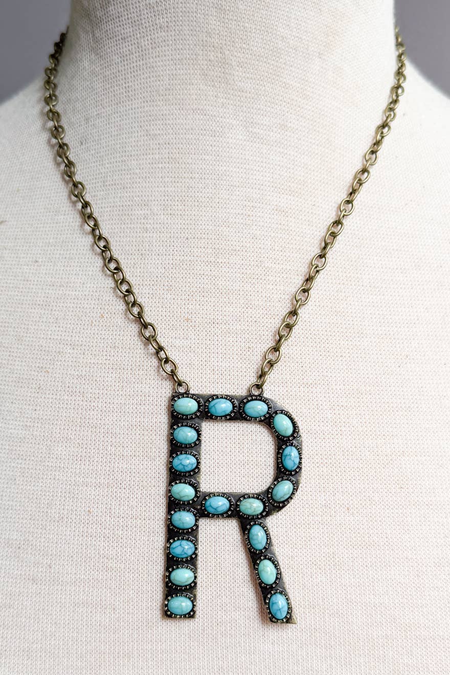 Blaze Initial Necklace- Bronze