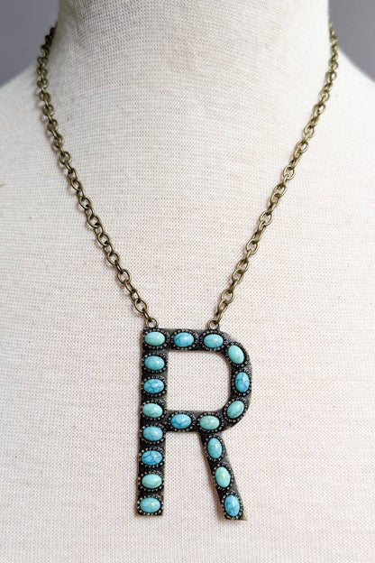 Blaze Initial Necklace- Bronze