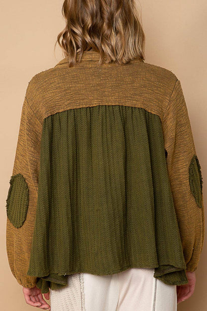 Ruffled Panels Knit Sweater