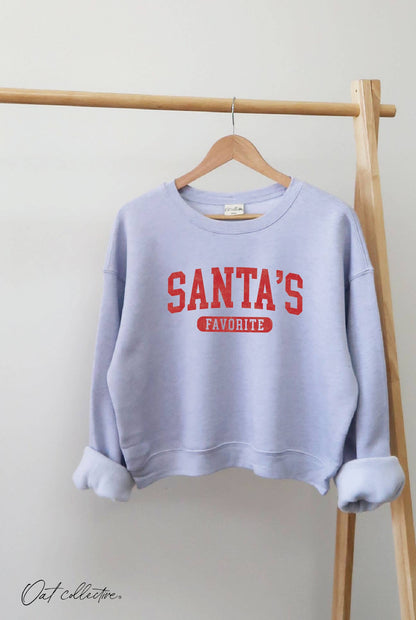 SANTA'S FAVORITE Mid Cropped Graphic Sweatshirt