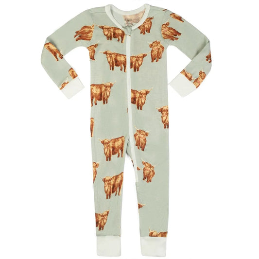 Bamboo Zipper Pajama - Highland Cow