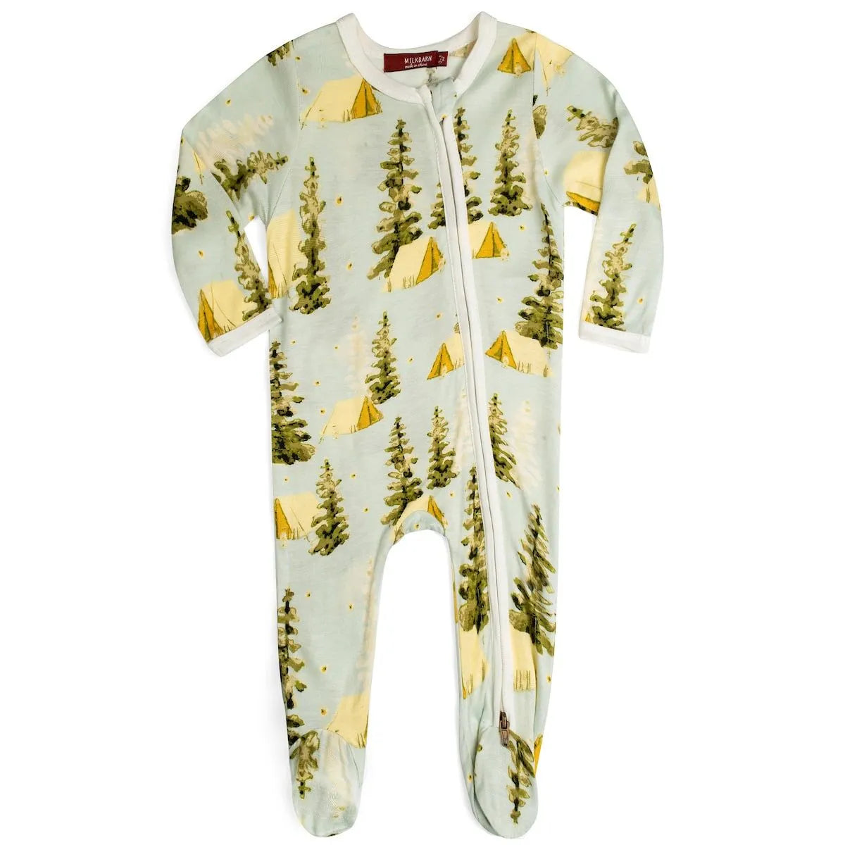 Bamboo Zipper Footed Romper - Camping