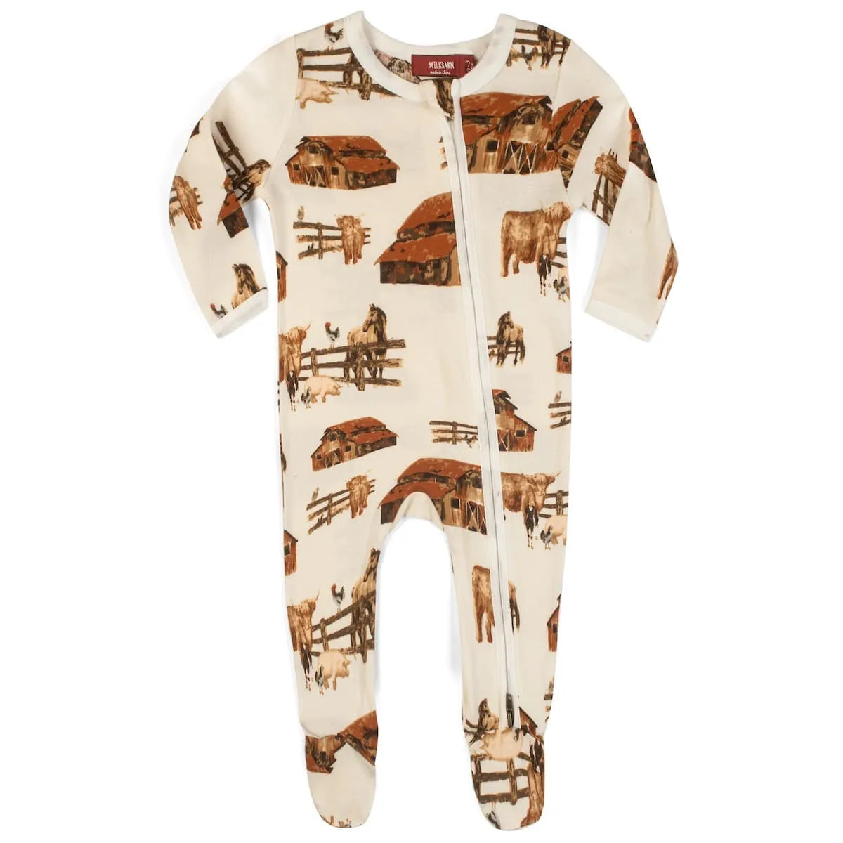 Bamboo Zipper Footed Romper - Homestead