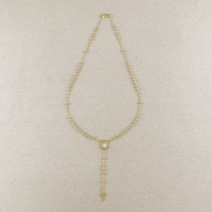 18k gold filled CZ Lady of Grace rosary necklace view 7