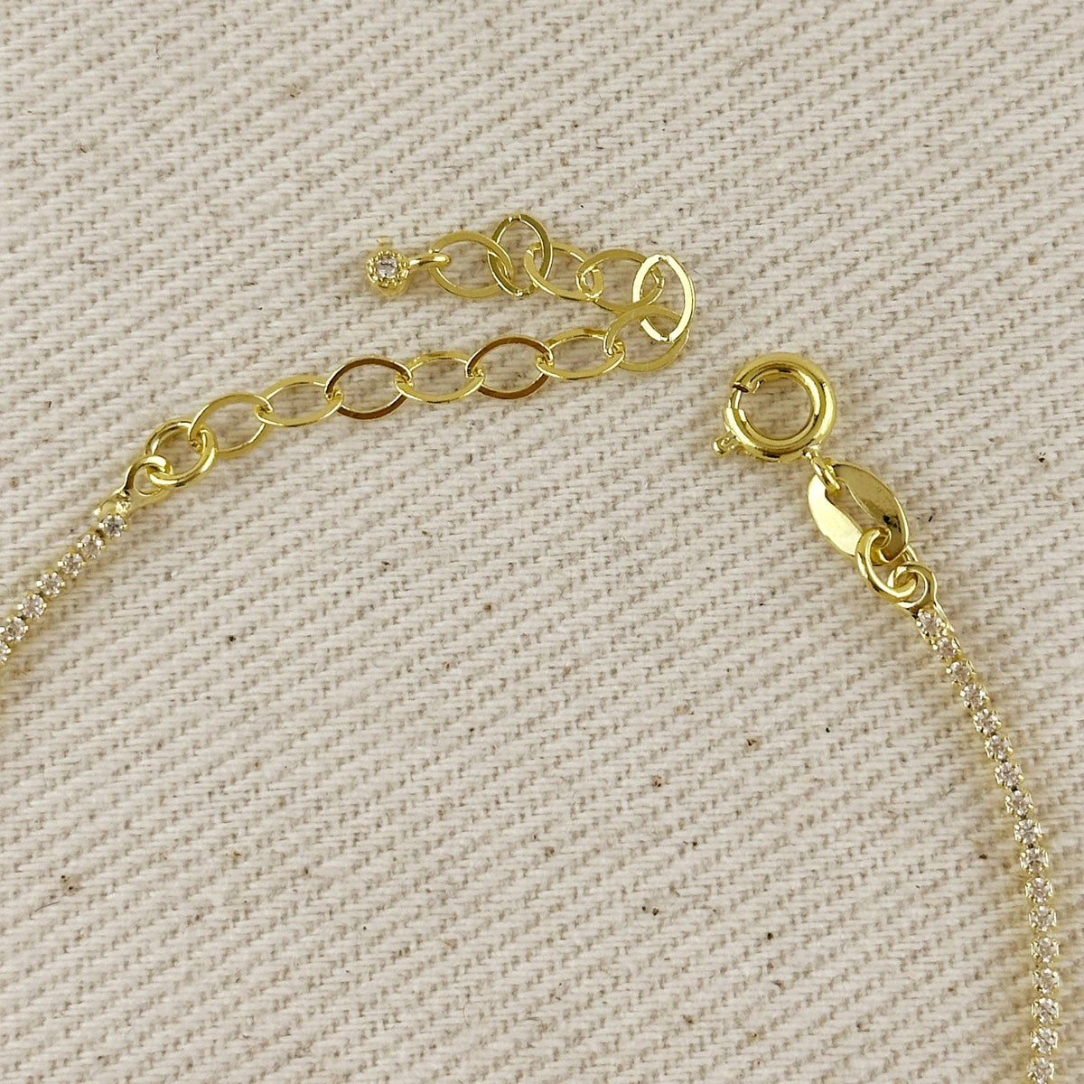 18k gold filled 1.2mm CZ rosary bracelet with Miraculous Mary medal view 6