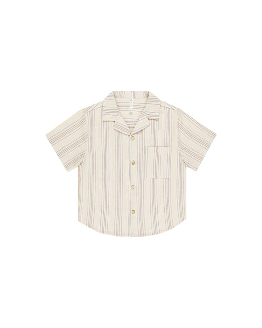 Lapel Collar Summer Stripe Shirt