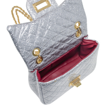 Classic Quilted Sparkle Mini Bag - Silver