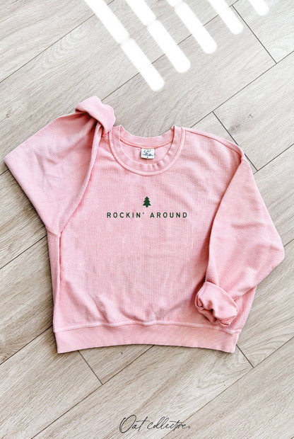 ROCKIN' AROUND Cropped Thermal Vintage Pullover