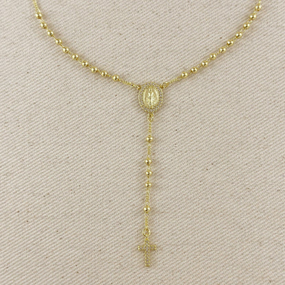 18k gold filled CZ Lady of Grace rosary necklace | Pencie & Ginger