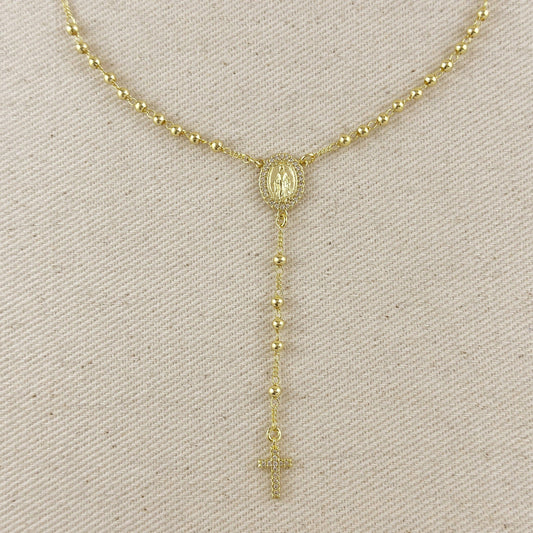 18k gold filled CZ Lady of Grace rosary necklace | Pencie & Ginger
