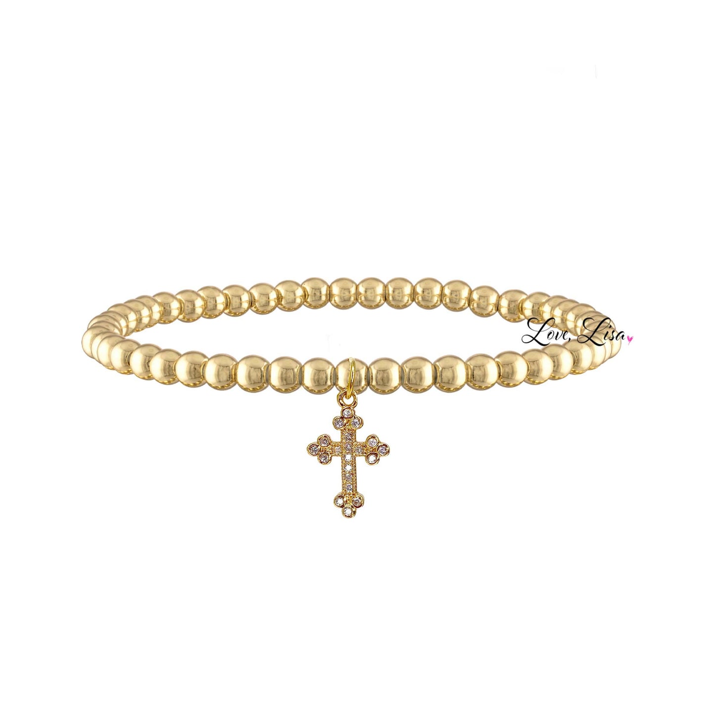 Mary's Diamond Cross Bracelet: Gold