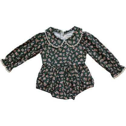 Olive Bloom Bubble Romper