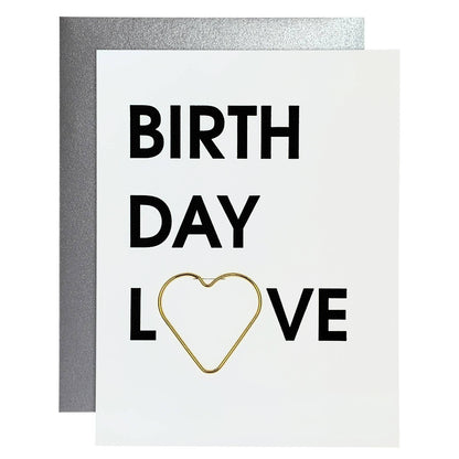 Birthday Love Paper Clip Letterpress Greeting Card