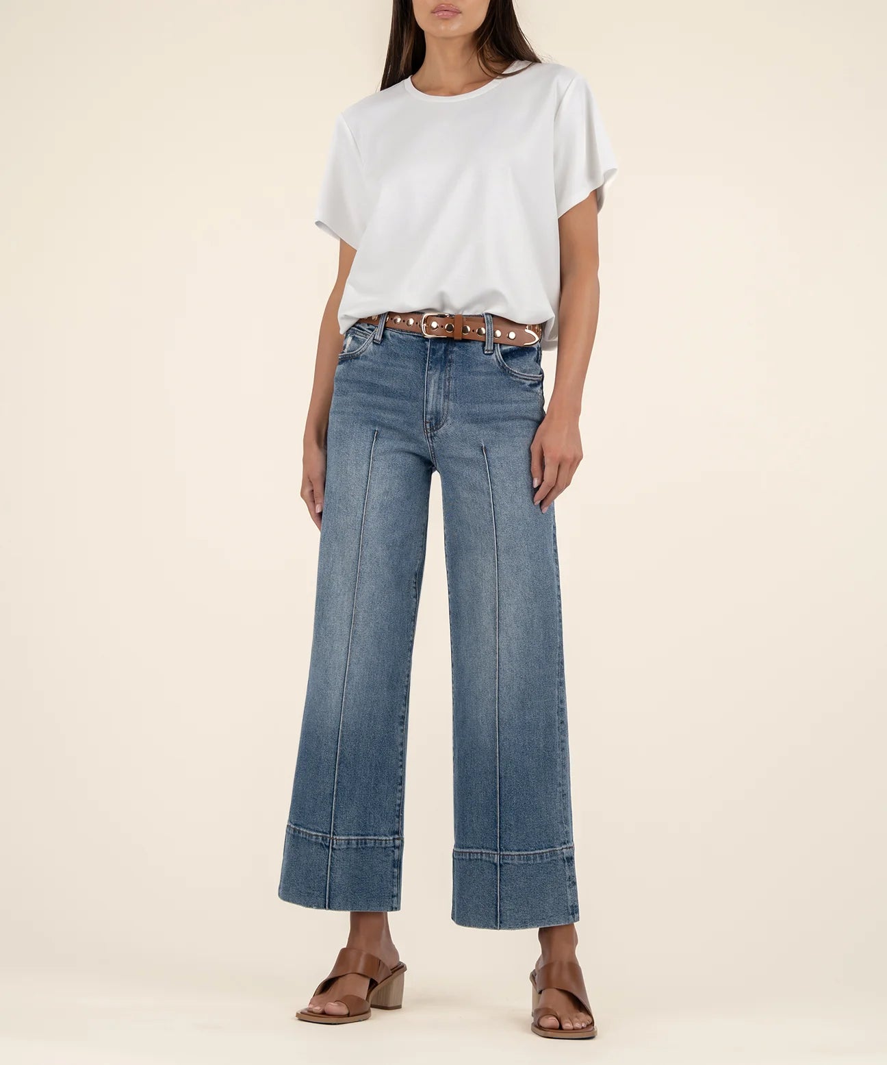Pin Tuck Meg Wide Leg Jeans