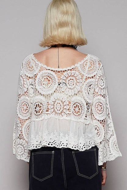 Floral Eyelet Crochet Top