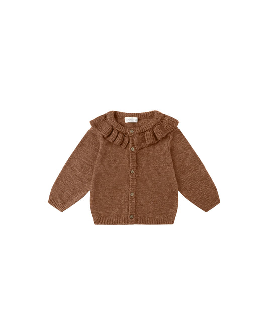 Heathered Cedar Ruffle Collar Cardigan
