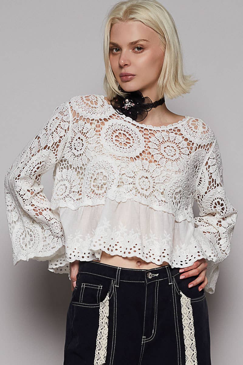 Floral Eyelet Crochet Top