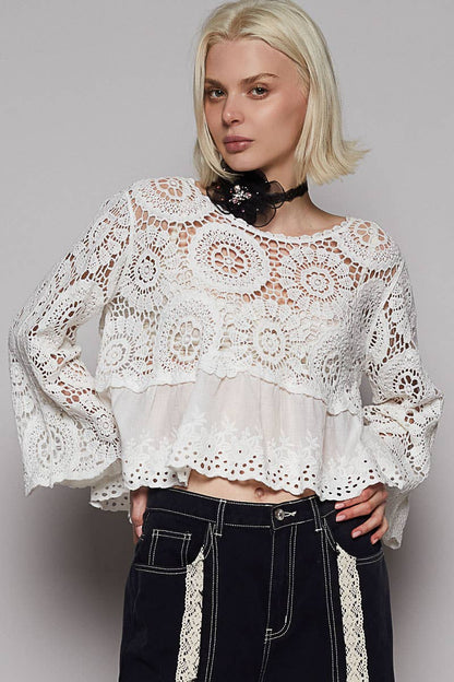 Floral Eyelet Crochet Top
