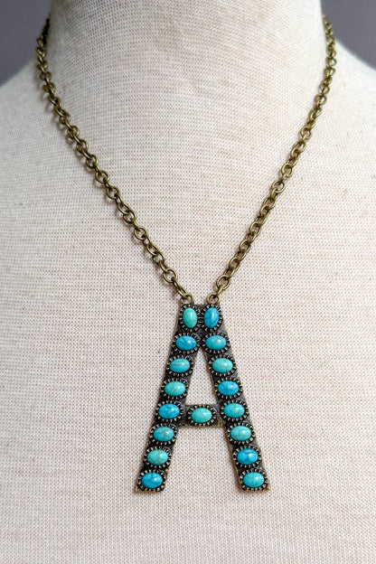 Blaze Initial Necklace- Bronze