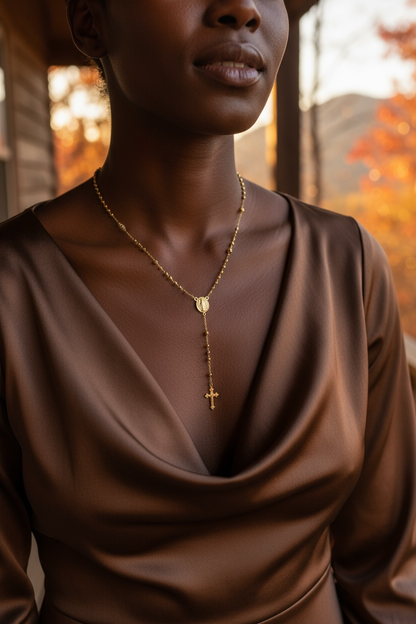 18k Gold Filled 3.3mm Rosary Necklace