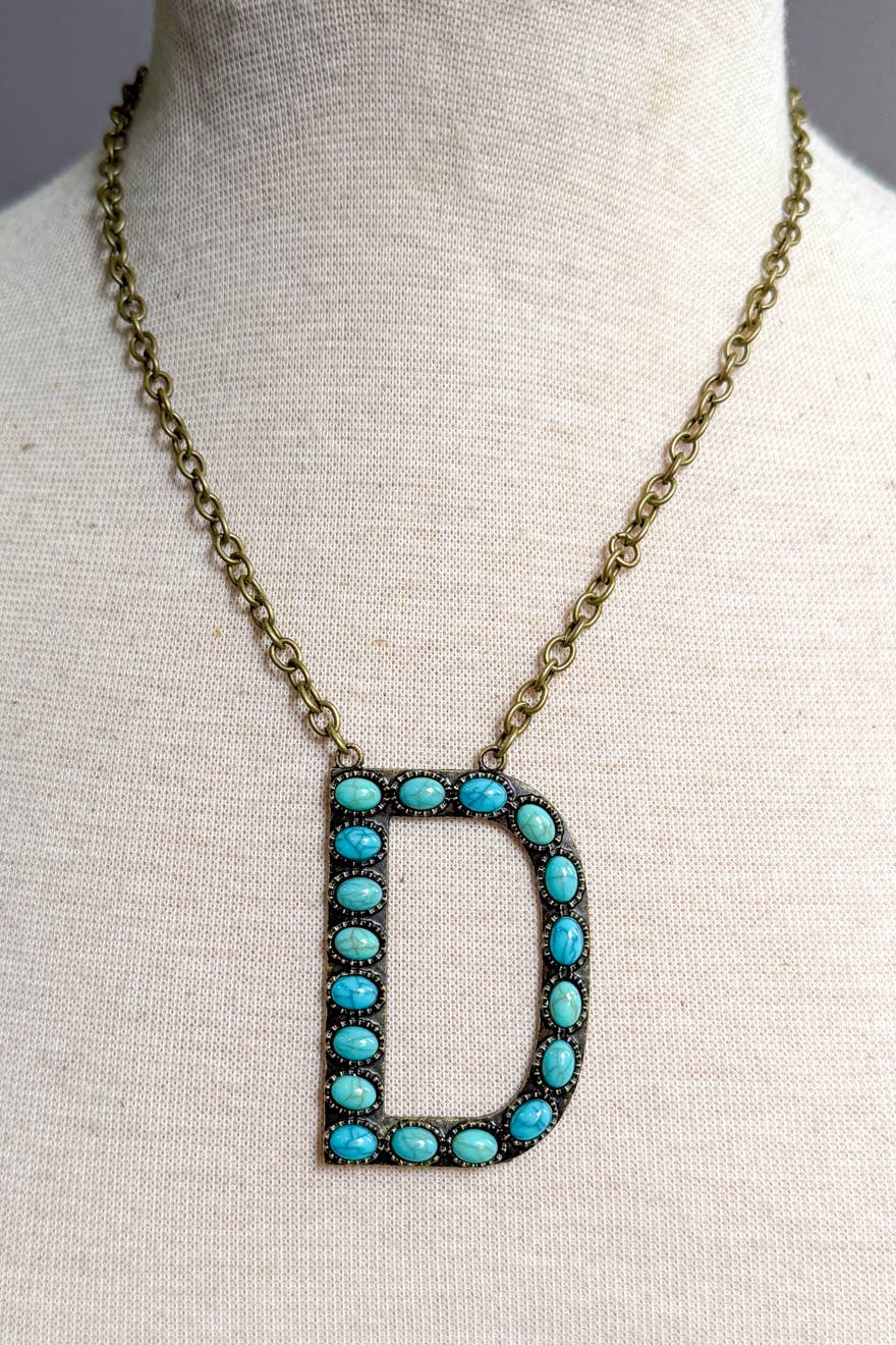 Blaze Initial Necklace- Bronze