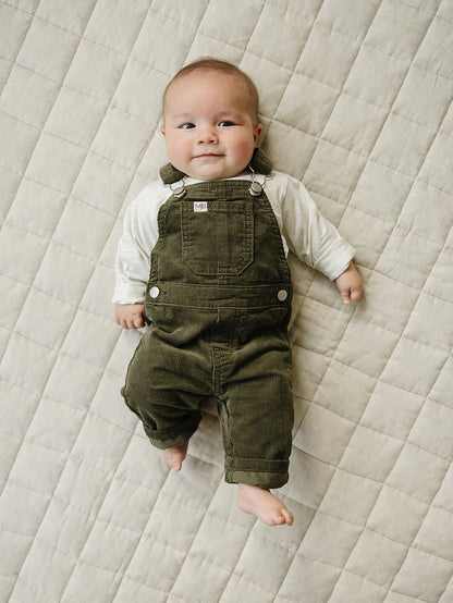 Green Corduroy Overalls Set