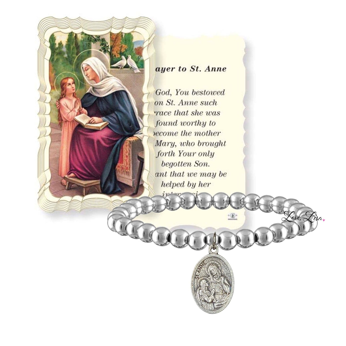 Saint Anne Prayer For Mothers Silver Bracelet