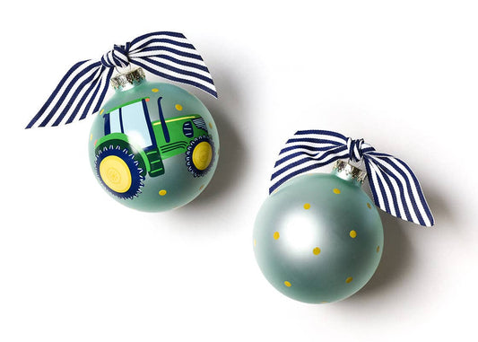 On the Farm Tractor Glass Ornament