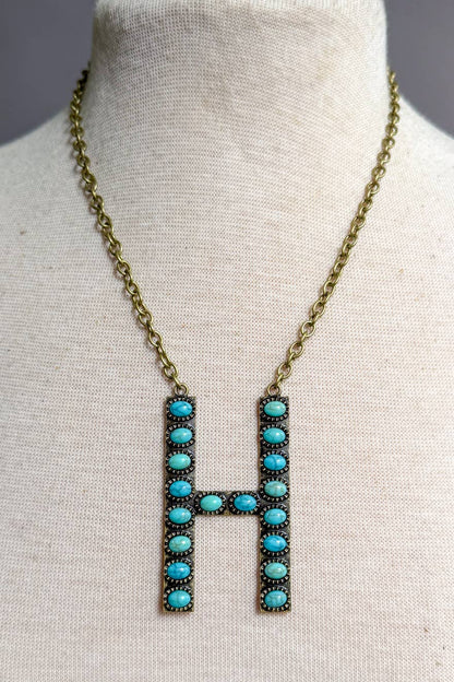 Blaze Initial Necklace- Bronze