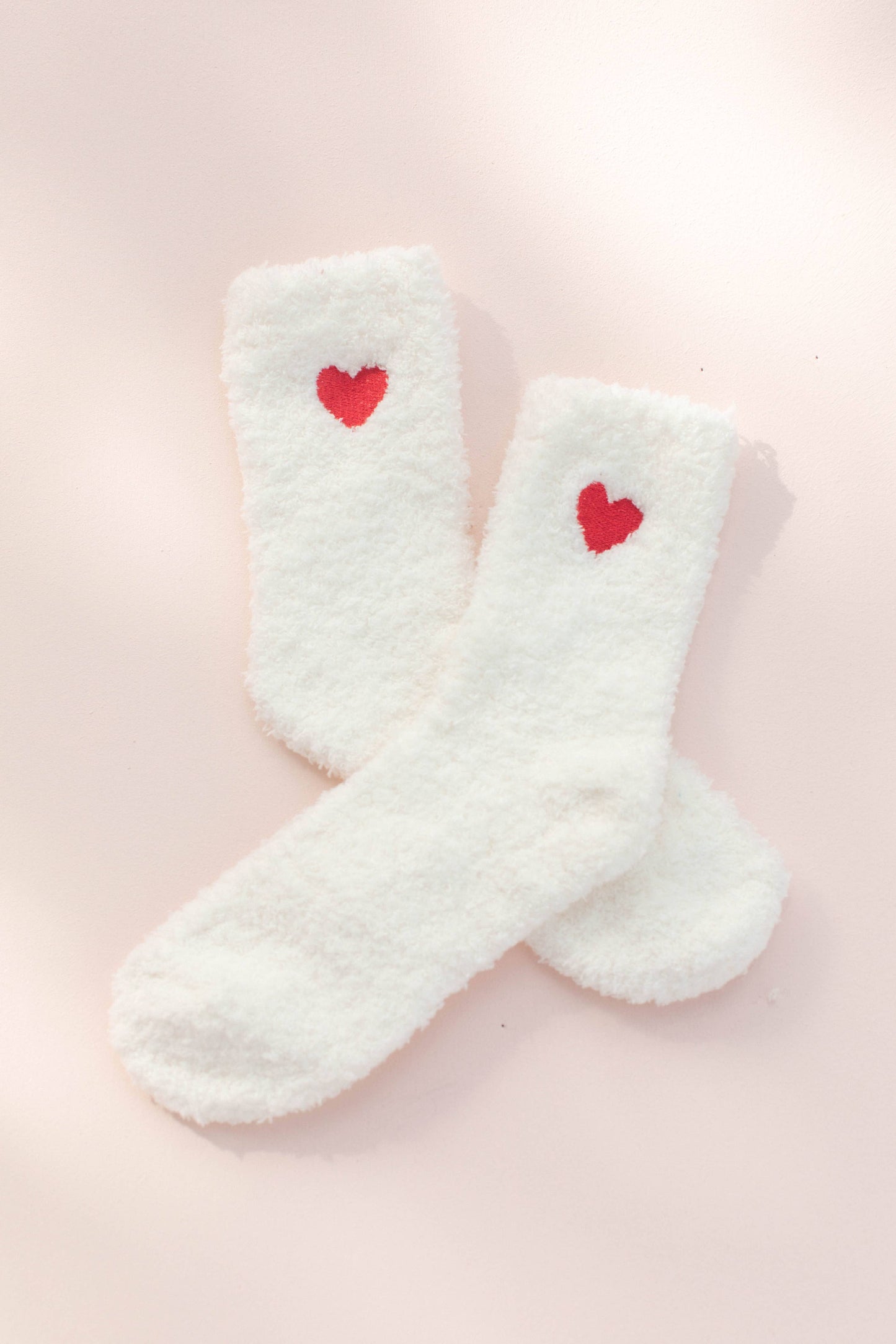 Valentine's Embroidered Heart Fuzzy Socks