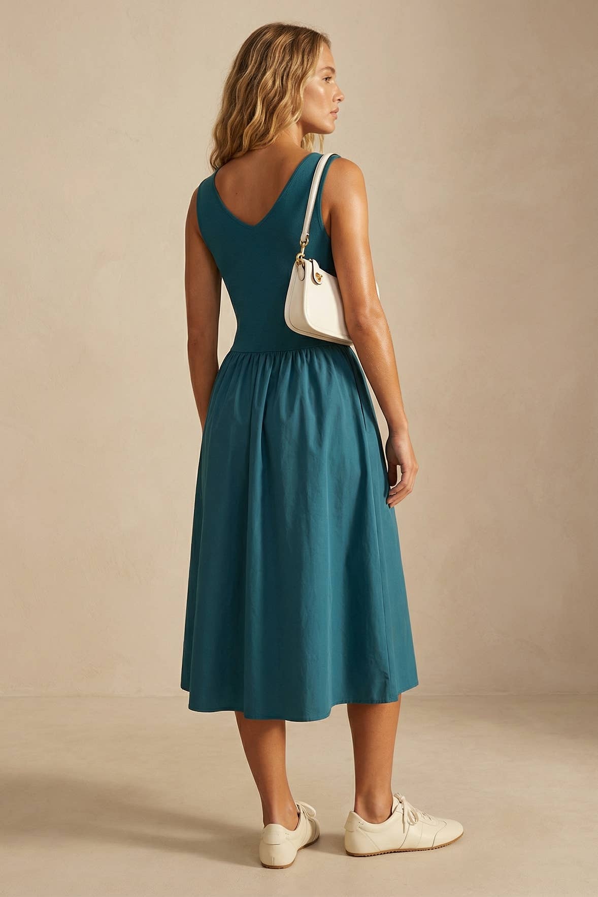 Sleeveless Neck Midi Dress