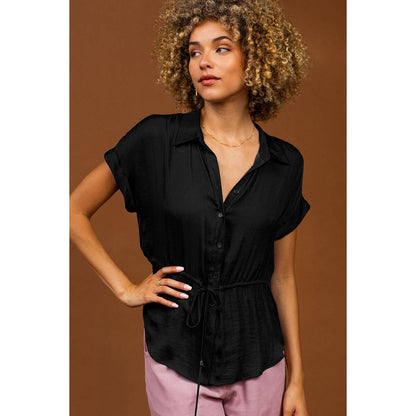 Button Up Shirt With Self Belt