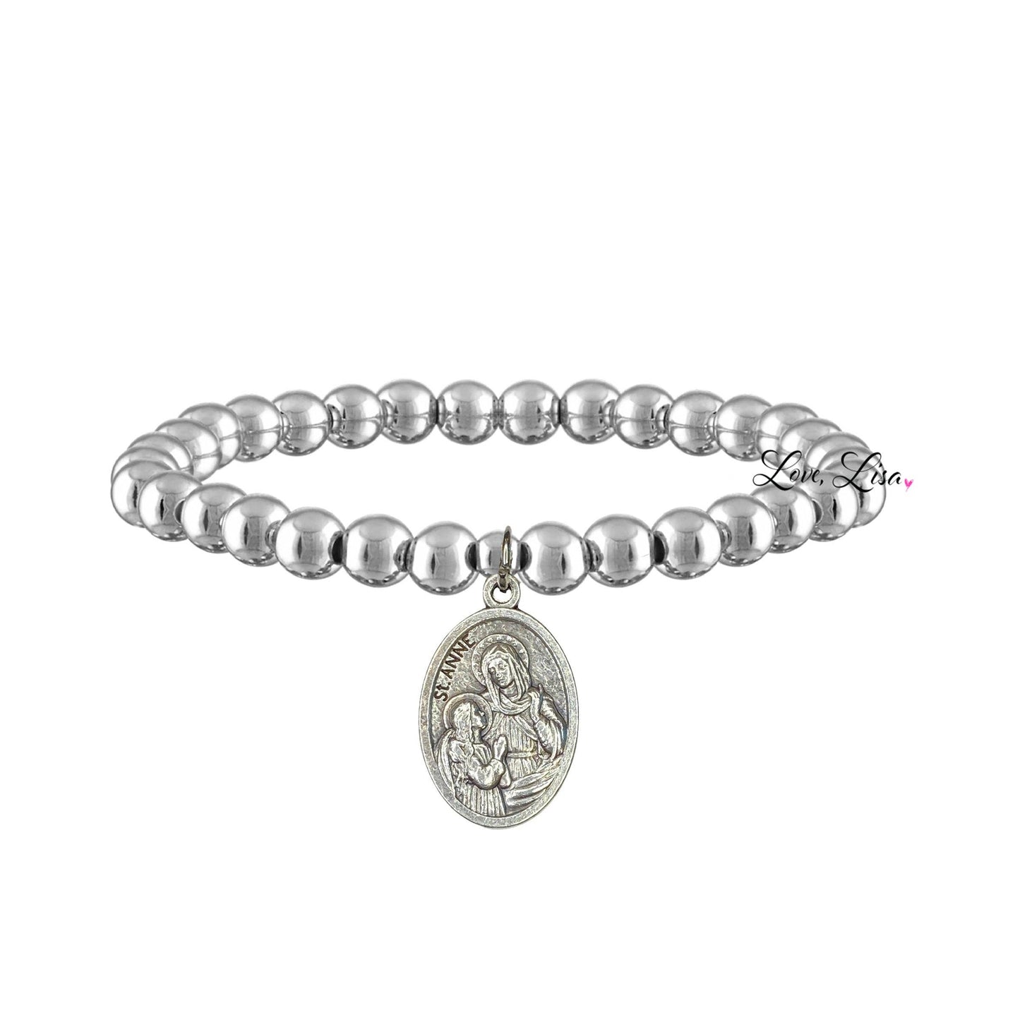 Saint Anne Prayer For Mothers Silver Bracelet