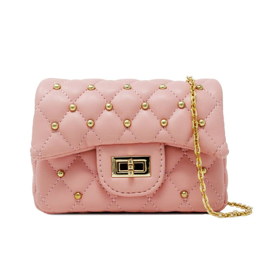 Classic Quilted Stud Mini Bag - Pink