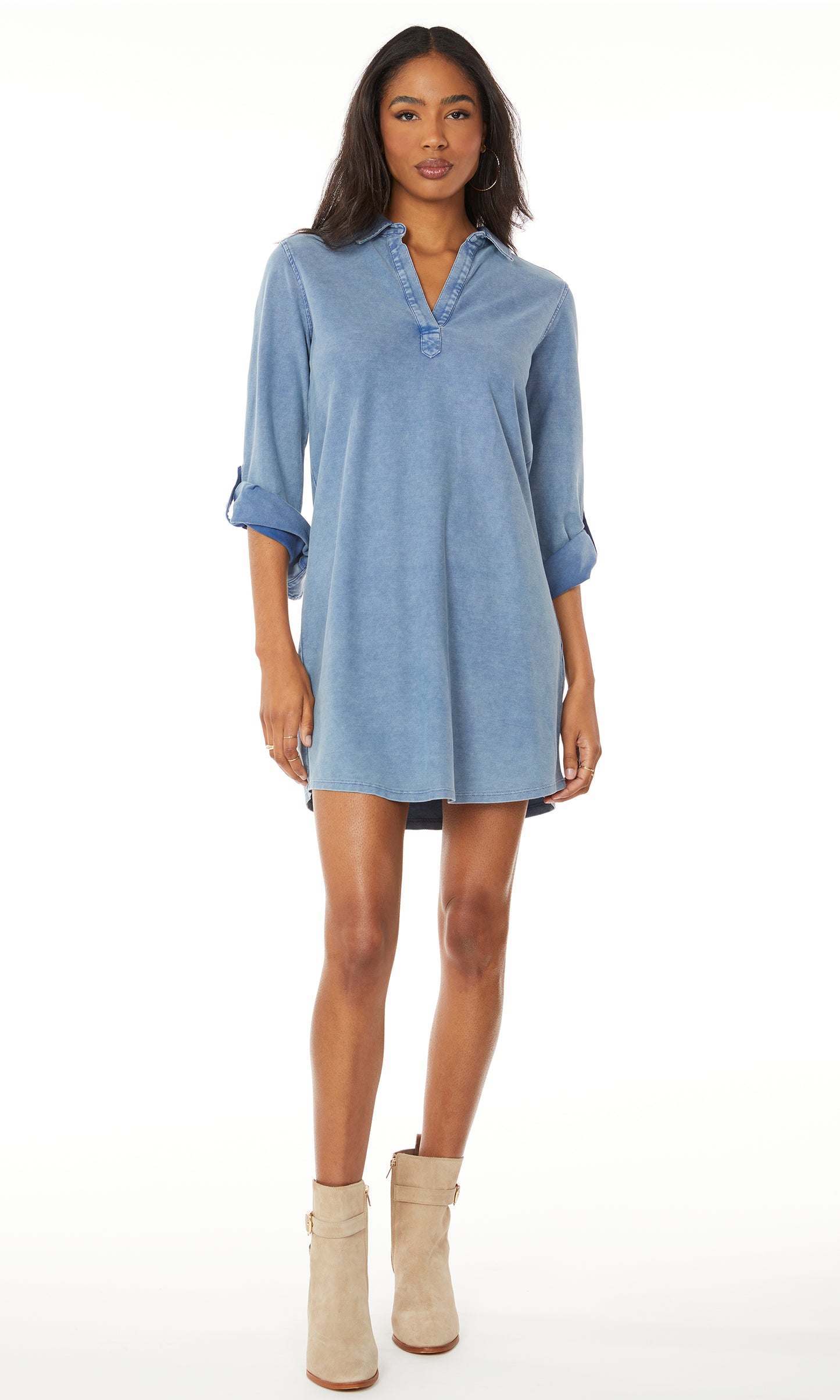 Tab Sleeve Shirt Dress