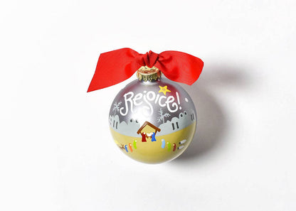 Rejoice Nativity Glass Ornament